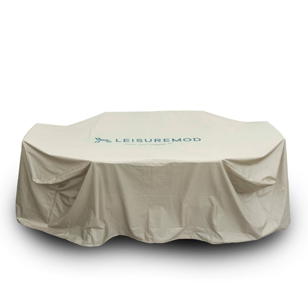 LeisureMod 63" Beige Vinyl Outdoor Patio Dining Set Rain Cover