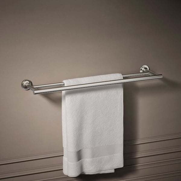 Purist 18 in. Wall Mounted Towel Bar in Vibrant Brushed Moderne Brass