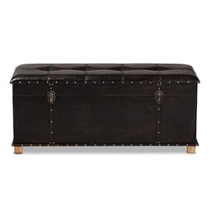 Janna Dark Brown and Oak Brown Storage Ottoman