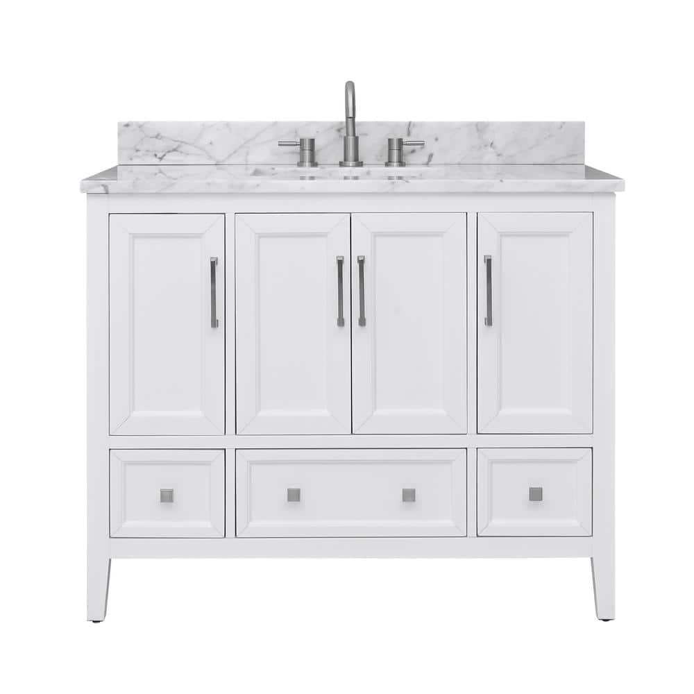 Everette 43 in. Single Sink White Bath Vanity with Carrara White Marble Top price history on PriceWatchPro