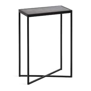 Jaspur 16 in. Black Rectangle Natural Stone End Table