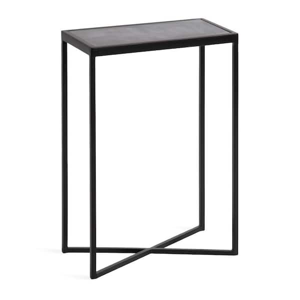 Kate and Laurel Jaspur 16 in. Black Rectangle Natural Stone End Table