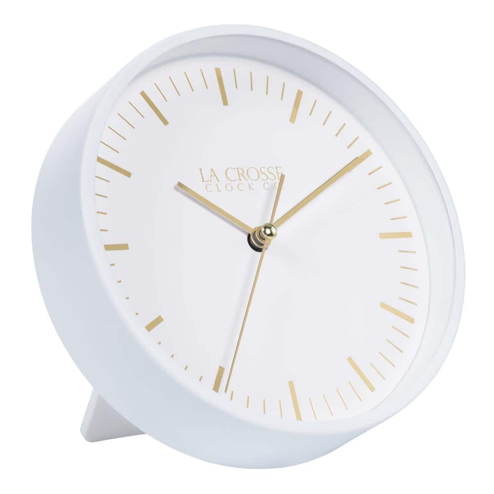 Etta 6-Inch White Metal Silent Quartz Wall/Table Clock