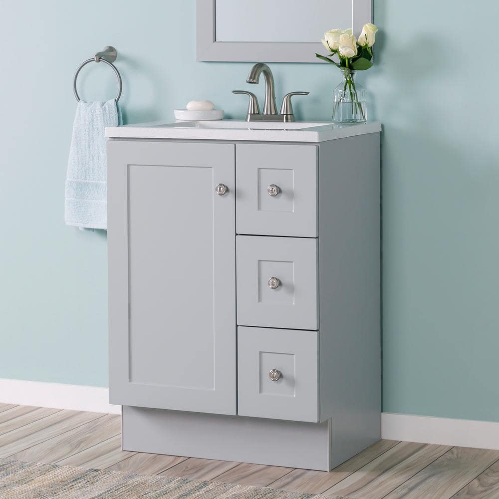 Glacier Bay Bannister 25 in. Single Sink Pearl Gray Freestanding