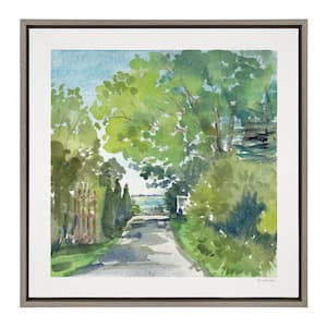 The Lane and Sea by Patricia Shaw Framed Nature Canvas Wall Art Print 24.00 in. x 24.00 in.