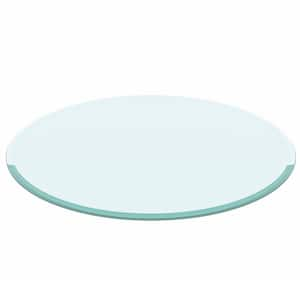 35.8 in. Round 0.4 in. Thick Tempered Glass Table Top with Beveled Polished Edge, Clear