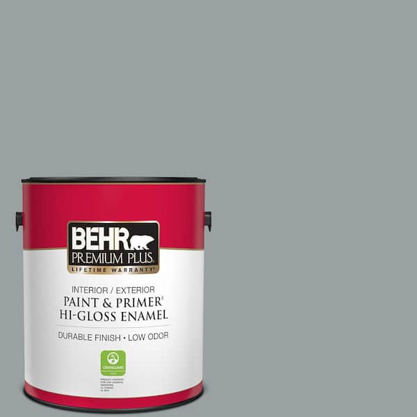 BEHR PREMIUM PLUS 1 gal. Home Decorators Collection #HDC-SM16-02 River Rock Grey Hi-Gloss Enamel Interior/Exterior Paint & Primer