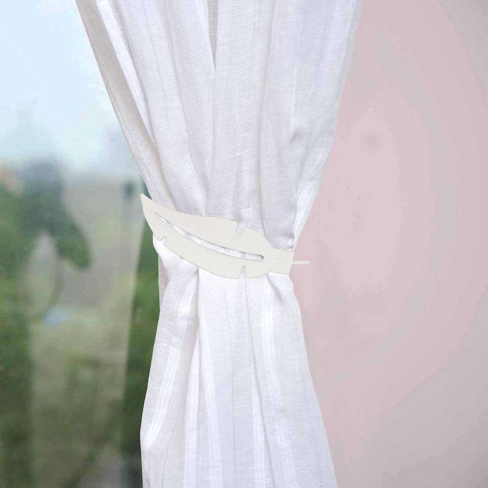 White Metal Feather Magnetic Curtain Tiebacks (Set of 2)