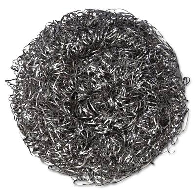 Stainless Steel Scrubber Sponge, Large, Steel Gray, (12-Scrubbers/Bag), (6-Bags/Carton)