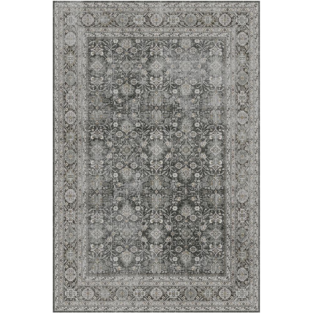 Kingston 8 ft. x 10 ft. Black Distressed Herati All Over Design Area Rug price history on PriceWatchPro