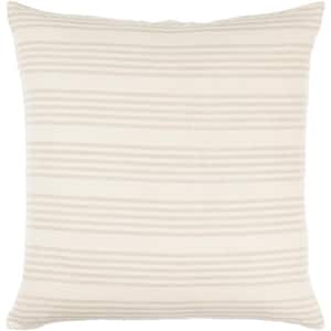 Becki Owens Modern Mindy Accent Pillow Cover with Down Insert, 18 in. L x 18 in. W, Cream