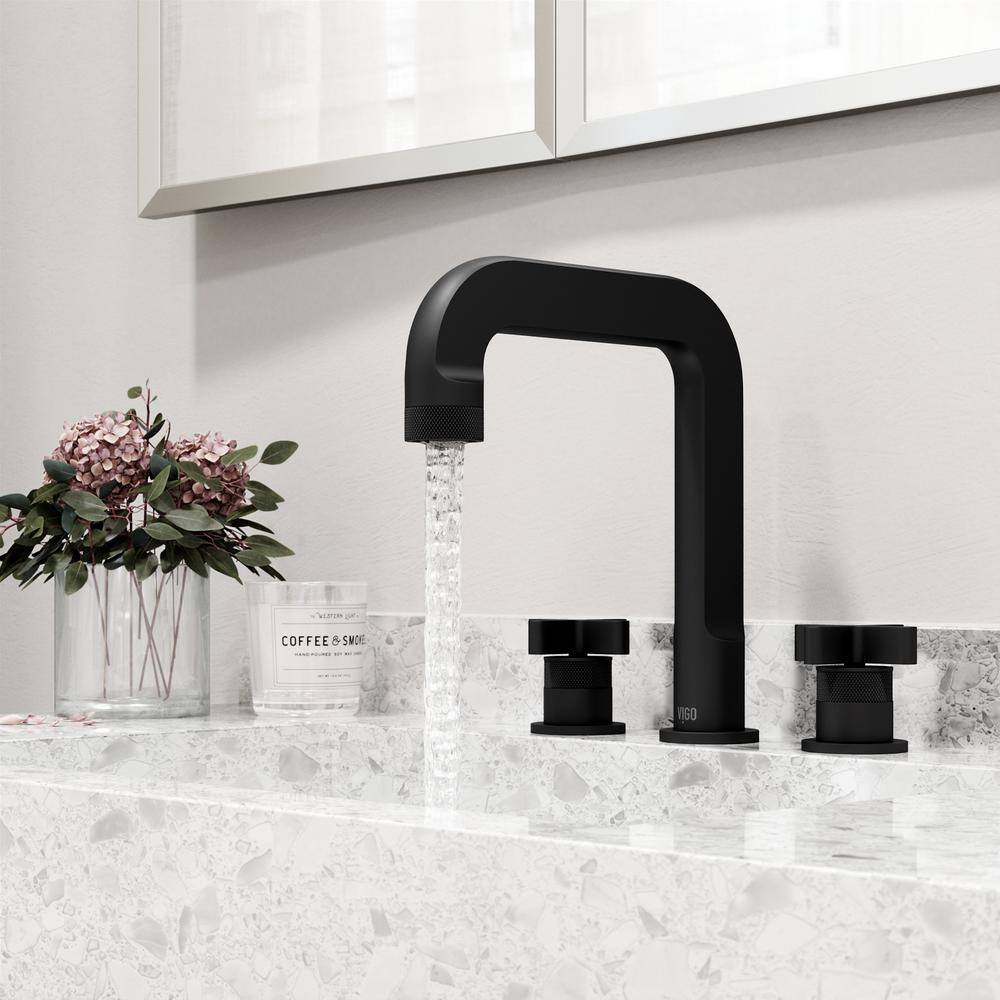 Wythe Matte Black Brass Widespread Bathroom Faucet with Cross Handles