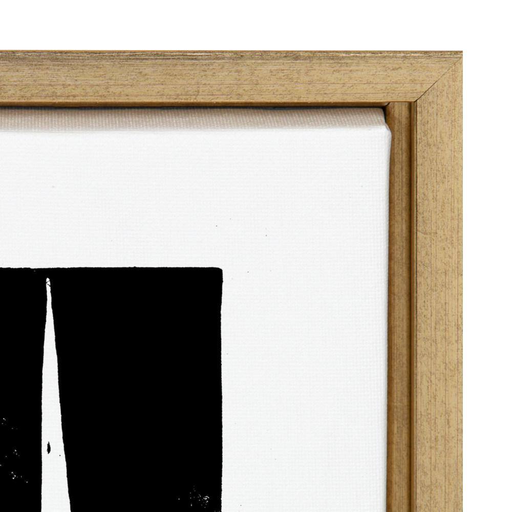 Modern Black and White Geometric Canvas Print with Gold Frame