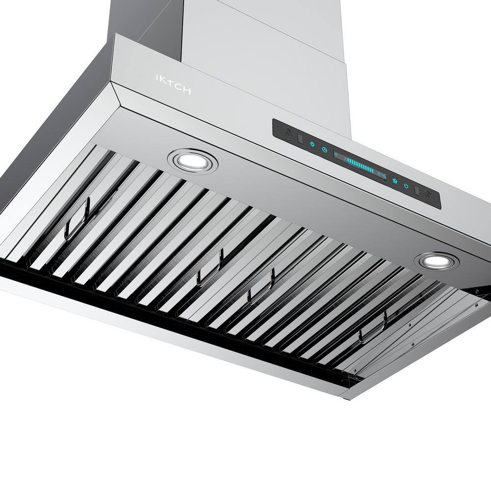 30-Inch Silver Stainless Steel Wall Mounted Range Hood with Charcoal Filter