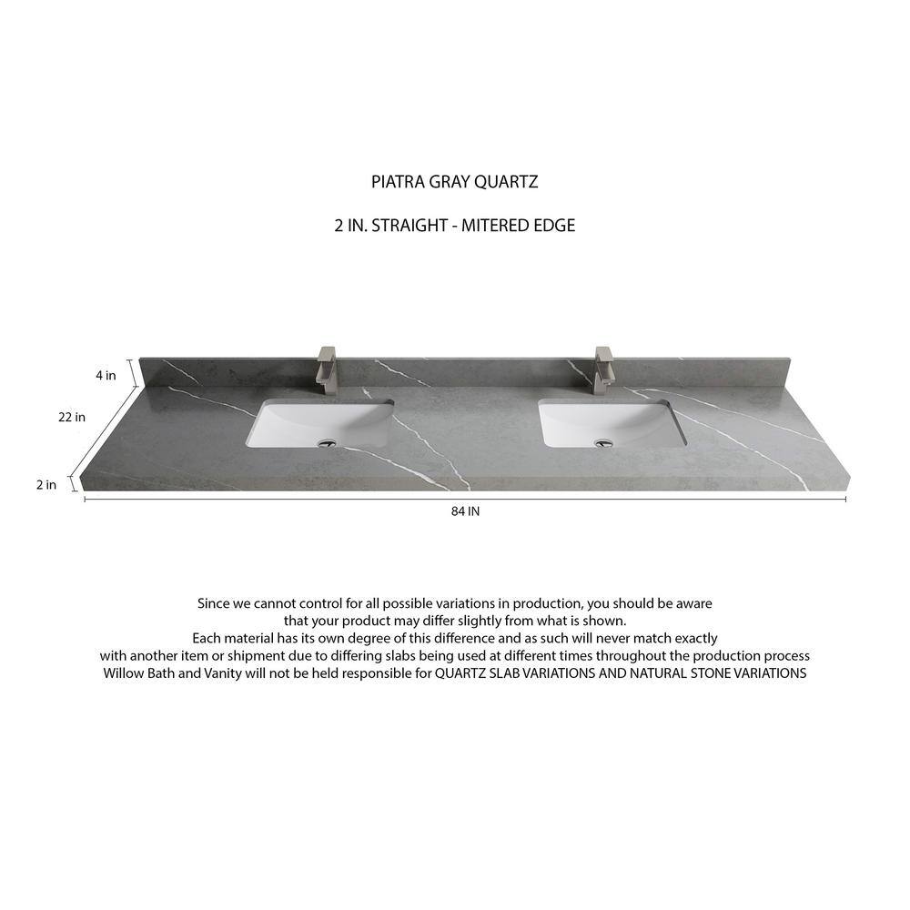 Malibu 84'' Elephant Skin Gray Double Sink Bathroom Vanity with Quartz Top