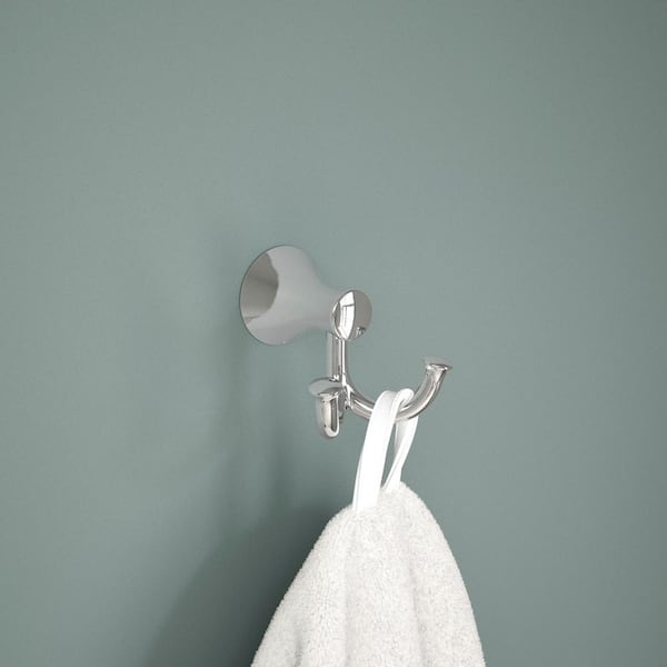 Greydon J-Hook Wall Mounted Double Robe/Towel Hook Bath Hardware Accessory in Polished Chrome
