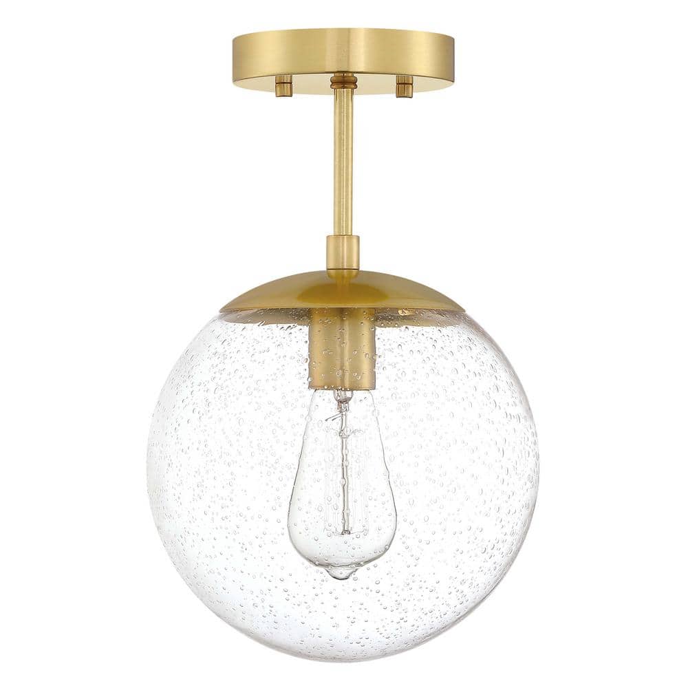 Satin Gold Glass Globe Ceiling Light Fixture