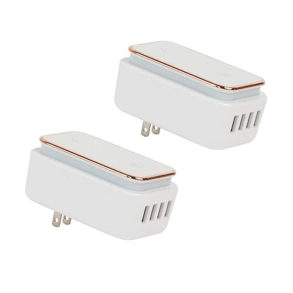 ChargeHub X4 - 4-Port USB SuperCharger and LED Night Light 2-Pack - White/Rose Gold Trim