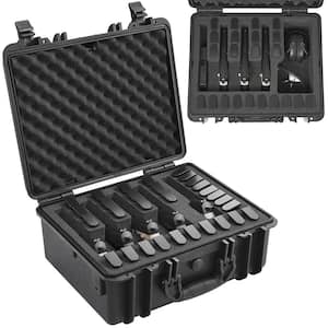 Hard Pistol Cases 17.5 in. Black Backpack with Pre-Cut Lining, Waterproof and Dustproof Hard Gun Case for 5 Pistol