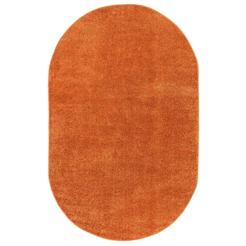 Haze Solid Orange 4' x 6' Oval Synthetic Area Rug