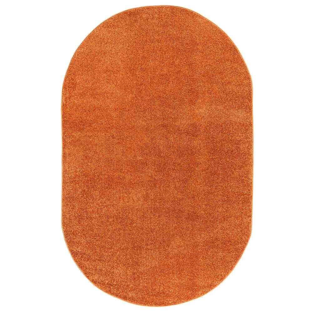 6'2" x 9' Oval Orange Synthetic Low-Pile Area Rug