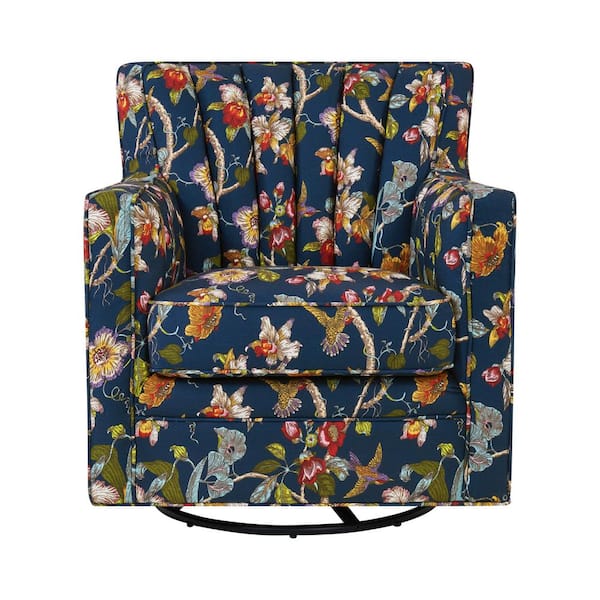 navy floral armchair