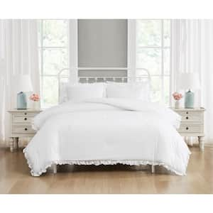 3-Piece White Cotton King Comforter Set