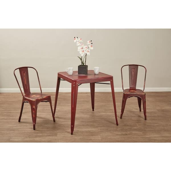 OSP Home Furnishings Bristow Antique Red Metal Side Chair (Set of 2)