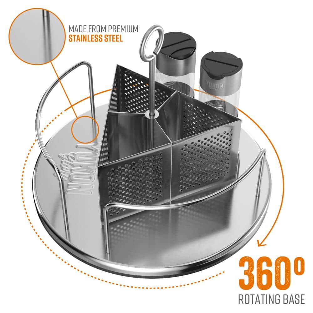 Stainless Steel Rotating Condiment Caddy with Utensil Holder