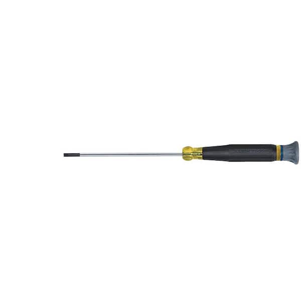Klein Tools 1/8 in. Slotted Electronics Screwdriver with 4 in. Shank- Cushion Grip Handle