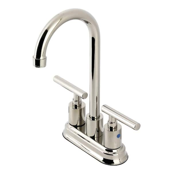 Manhattan 2-Handle Deck Mount Bar Prep Faucet in Polished Nickel