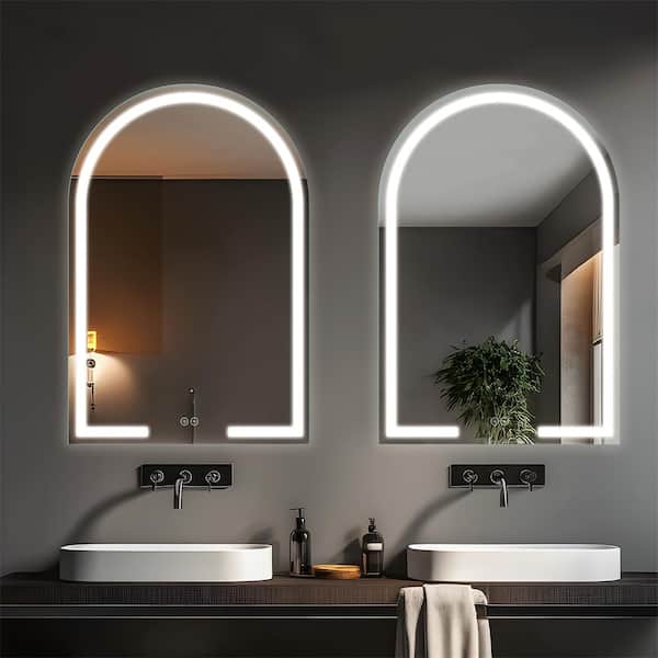 Dovelina 24 in. W. x 36 in. H Arched Frameless Mirror Wall Mirror Bathroom Vanity Mirror