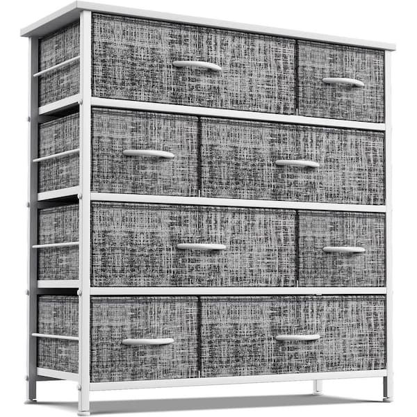 Sorbus 8-Drawer Gray White Dresser Steel Frame Wood Top Easy Pull Fabric Bins 11.5 in. L x 34 in. W x 36 in. H