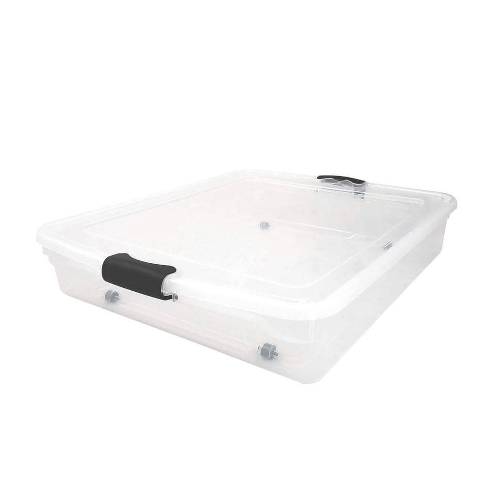 Clear Stackable Plastic Underbed Storage Boxes with Lids, 6-Pack