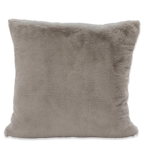 Natco Piper Light Gray Faux Fur 20 in. x 20 in. Throw Pillow