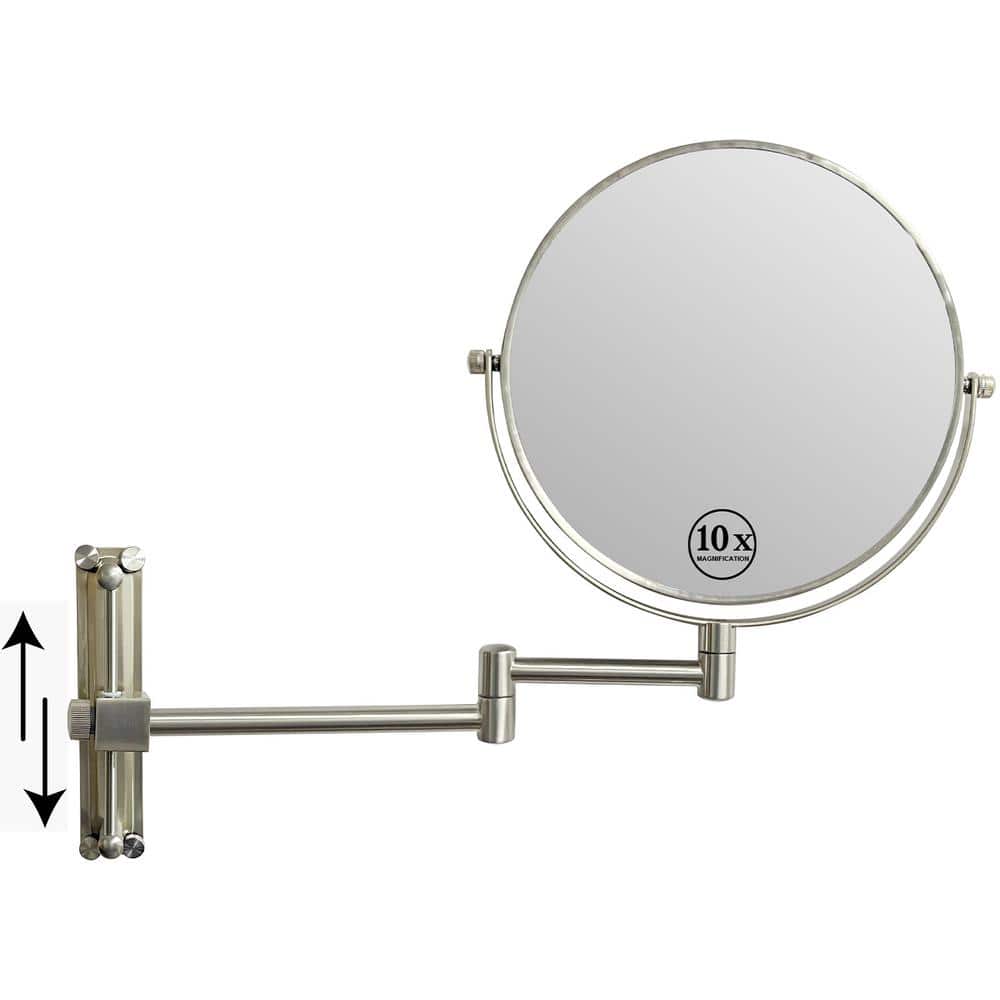 8 in. Small Round 10X HD Magnifying Double Sided Height Adjustable Telescopic Bathroom Makeup Mirror in Nickel Finished price history on PriceWatchPro