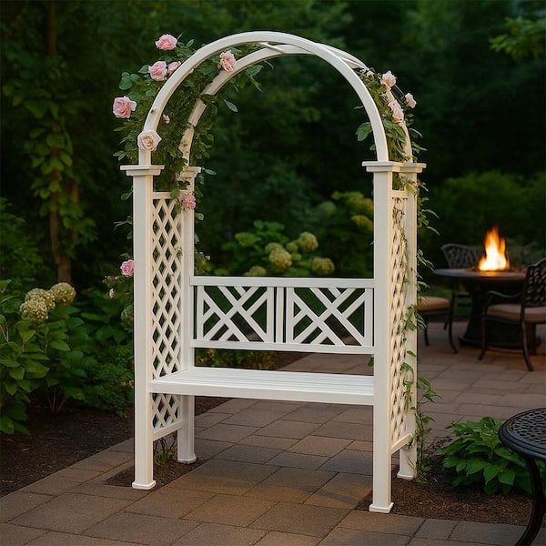 Oakland Living 82 in. x 52 in. Aluminum Garden Arbor GA-5725-WT