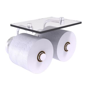 Prestige Regal 2-Roll Toilet Paper Holder with Glass Shelf in Polished Chrome