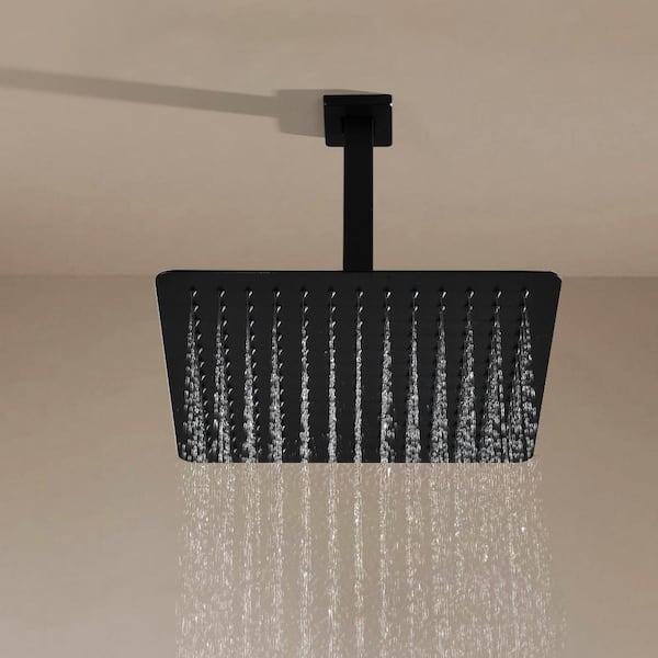 1-Spray Patterns with 2.5 GPM 15.7 in. Ceiling Mount Fixed Shower Head in Matte Black