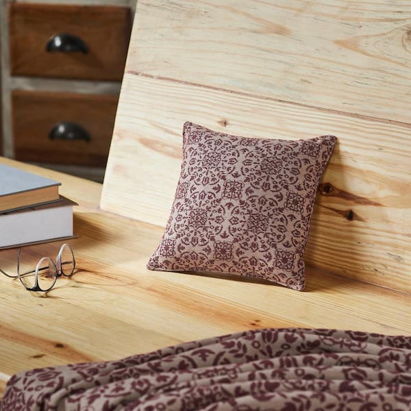 VHC BRANDS Custom House Natural Burgundy Country Jacquard 9 in. x