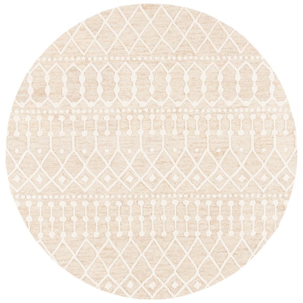 SAFAVIEH Blossom Beige/Ivory 4 ft. x 4 ft. Geometric Aztec Round Area Rug