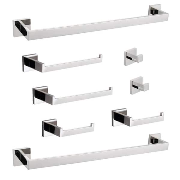 Satico 8-Piece Stainless Steel Bathroom Hardware Set with Mounting Hardware in Chrome