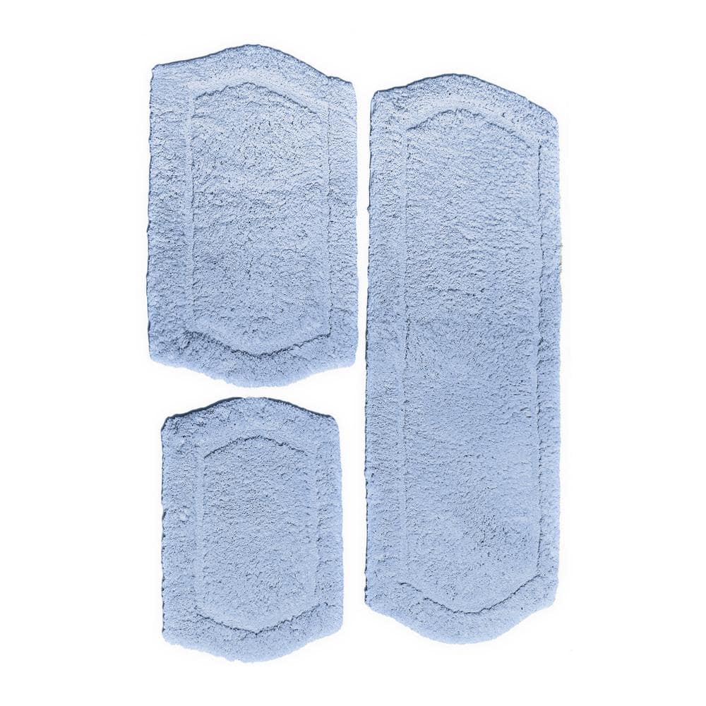 Chesapeake Paradise Memory Foam Dusty Blue 3-Pieces Bath Rug Set 22 in. x 6