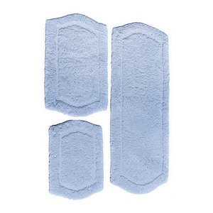 Chesapeake Paradise Memory Foam Dusty Blue 3-Pieces Bath Rug Set 22 in. x 60 in. and 21 in. x 34 in. and 17 in. x 24 in.