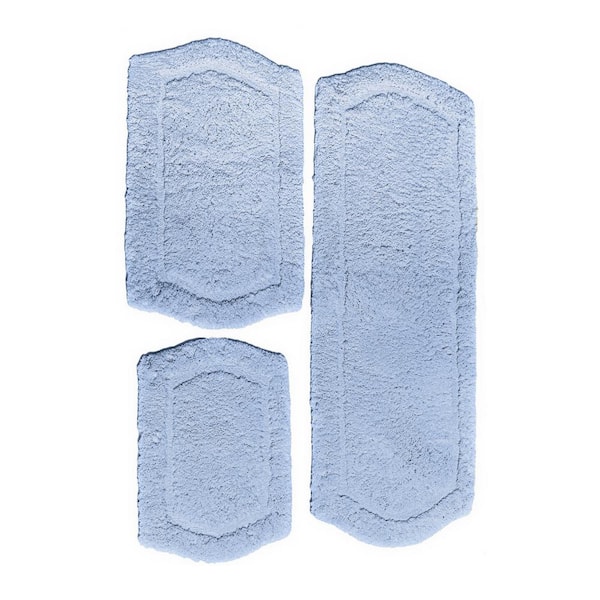 Blue Memory Foam 3-Piece Bath Rugs Set