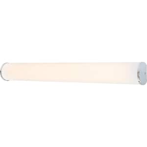 Large 1-Light Chrome LED Indoor/Outdoor Bath/Vanity Bar Light/Wall Mount Sconce with White Acrylic Diffuser Tube