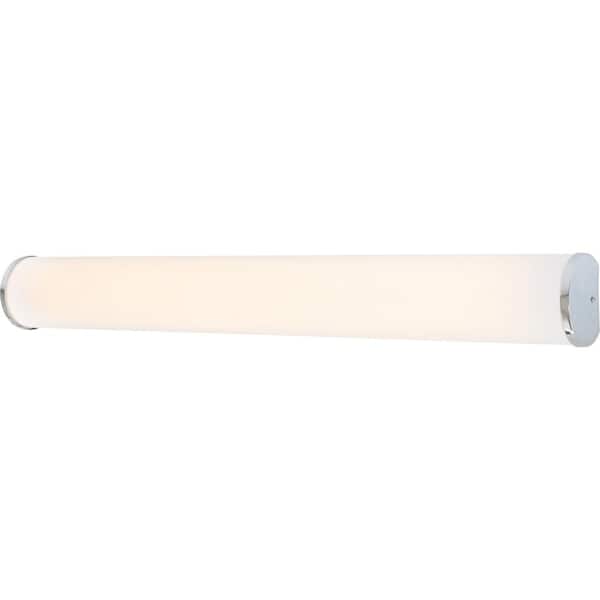 Volume Lighting Large 1-Light Chrome LED Indoor/Outdoor Bath/Vanity Bar Light/Wall Mount Sconce with White Acrylic Diffuser Tube