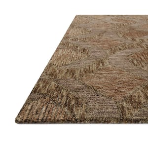 Varena Rust/Bark 18 in. x 18 in. Sample Modern 100% Wool Sample Rug
