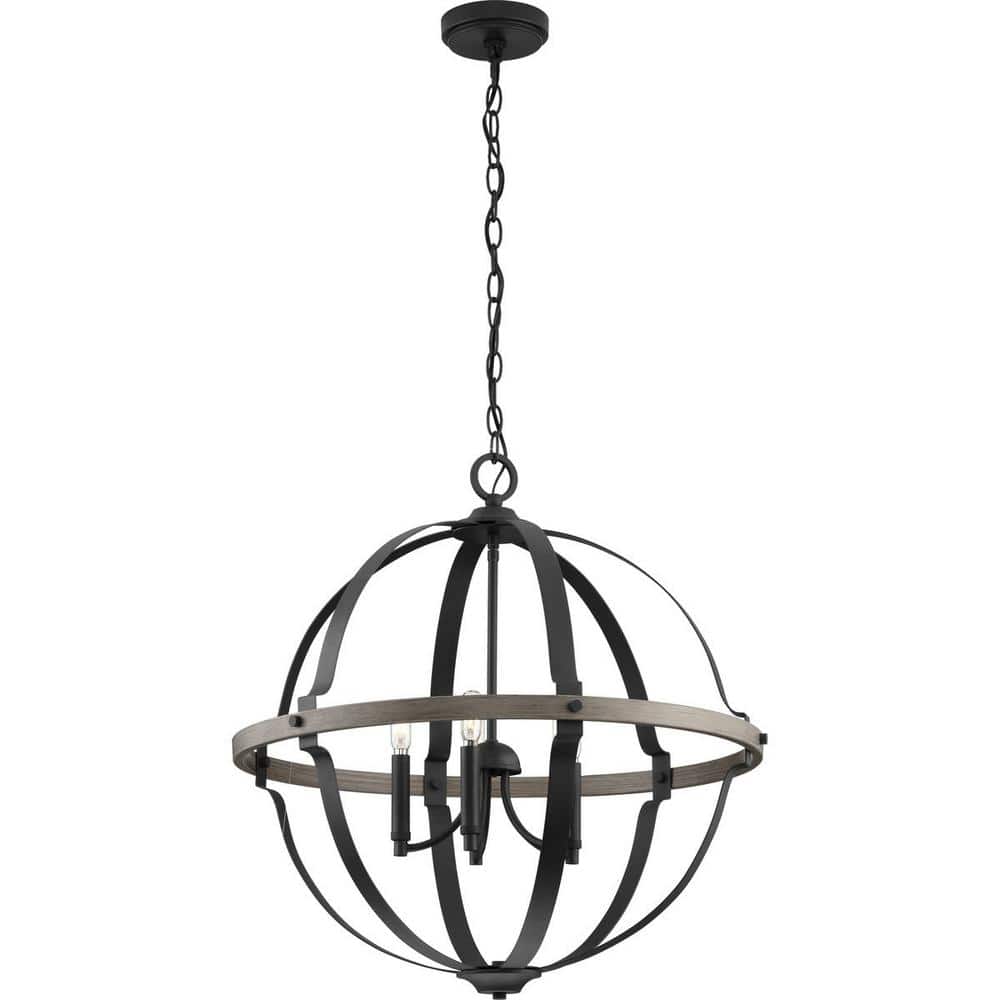 Matte Black Glass Globe Farmhouse Pendant Light