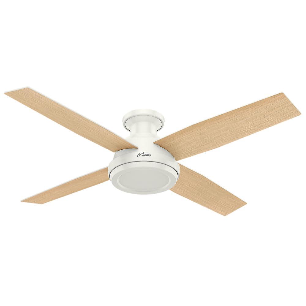 Dempsey 52" Fresh White Low Profile Ceiling Fan with Remote & Lighting